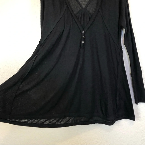 We The Free Black Long Sleeve Citrine Waffle Knit Tee size Small - Picture 8 of 11